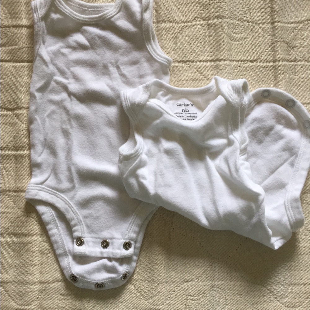Sleeveless White Infant Onesies 1 mo Baby Onesie